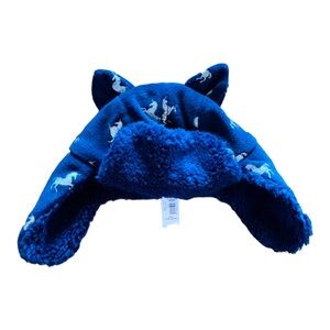 Baby GAP Girls Trapper/Snow/Winter Hat, Blue/Silver, Unicorn, XS/S, 12-24 Mo,NEW